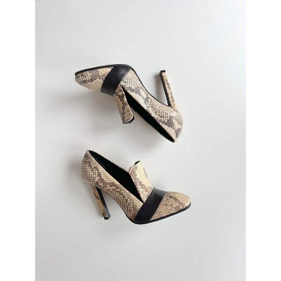 CELINE Phoebe Philo Snakeskin Black Leather High Heel Stiletto Pumps, Size 37.5 - Picture 1 of 16